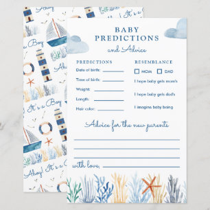 Papier Prédictions et conseils sur le Baby shower nautiqu