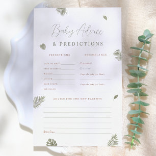 Papier Prédictions et jeu de conseils pour la baby shower