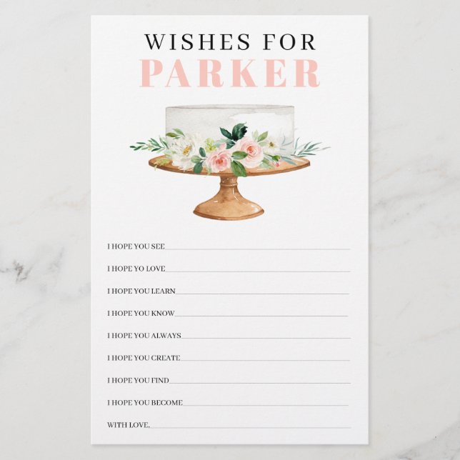 Papier Premier Anniversaire Jeu moderne rose floral fille (Devant)