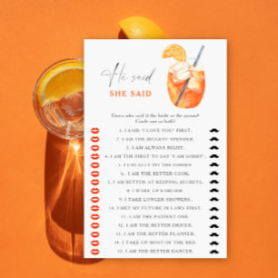 Papier premier jeu de bridal shower He said she said