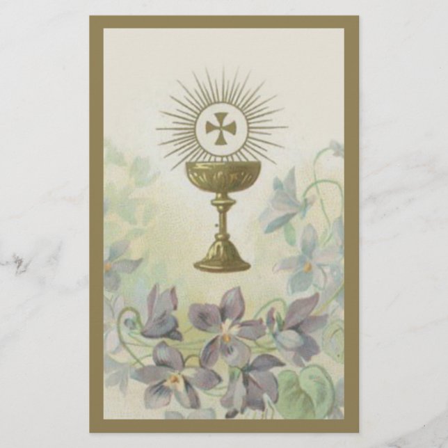 Papier Première Sainte Communion Chalice Eucharistie cath (Devant)