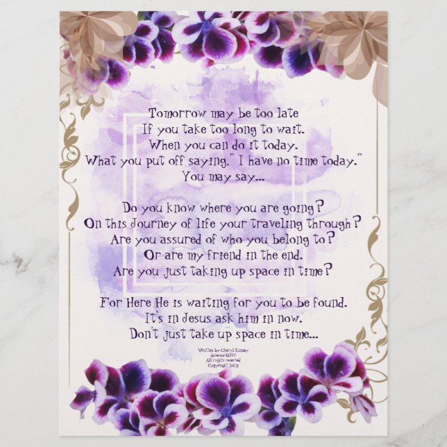 Papier Prendre de l'espace dans le temps Écritures Person (Devant)