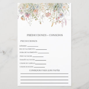 Papier Prévisions de baby shower en espagnol