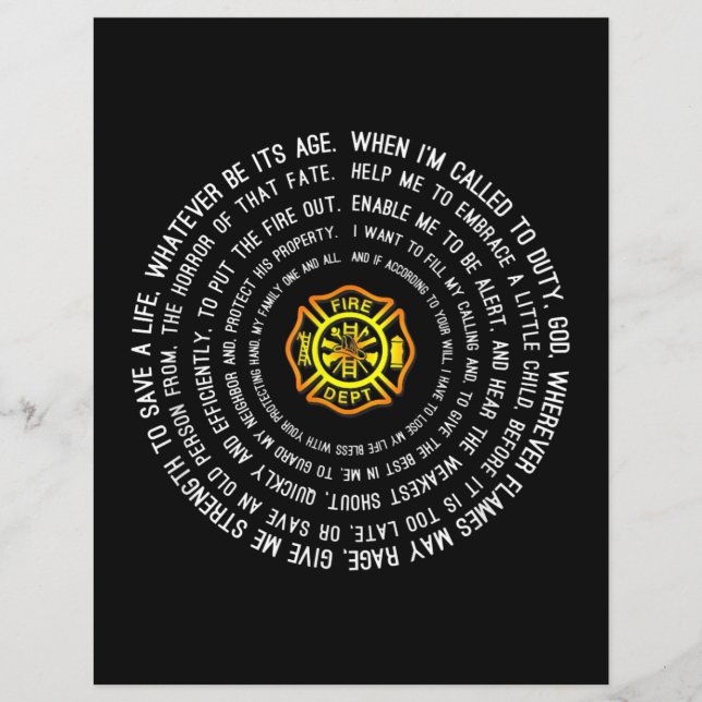 Papier Prière des pompiers, Motivation des pompiers (Devant)