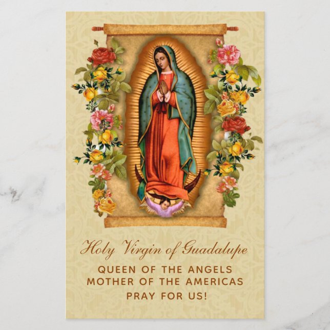 Papier Prière Notre Dame de Guadalupe Virus Corona COVID- (Devant)