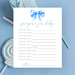Papier prières baby shower arc bleu pour bébé