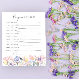 Papier Prières baby showers fleurs sauvages pour bébé