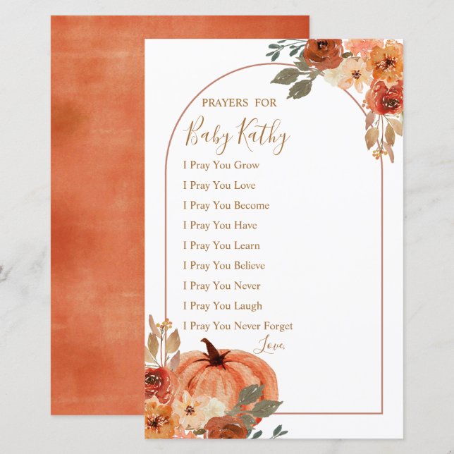 Papier Prières florales en terre cuite de citrouille pour (Devant / Derrière)