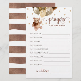 Papier Prières modifiables pour l'ours Baby shower en pel