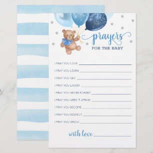 Papier Prières modifiables pour l'ours Baby shower en pel