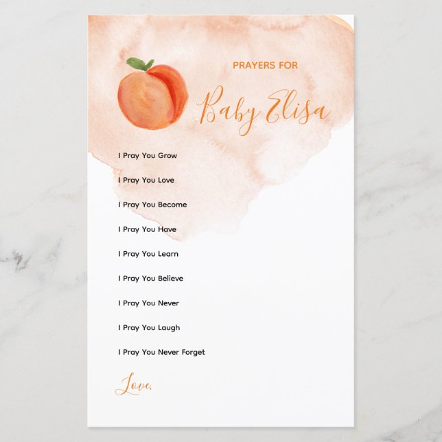 Papier Prières Sweet Little Peach pour Baby Game (Devant)