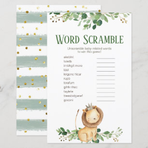Papier Prince Lion Verdure Mot Floral Scrambule