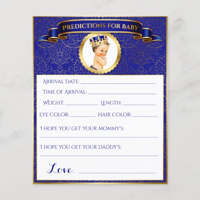 Papier Prince Royal Blue Gold Conseils Jeux de prévision (Devant)