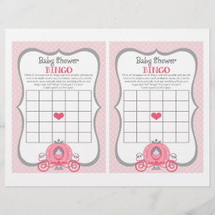 Papier Princess Carriage Baby shower Rose Jeu de Bingo