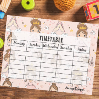 Papier Princesses & Coeurs Soft Pastels School Horaire