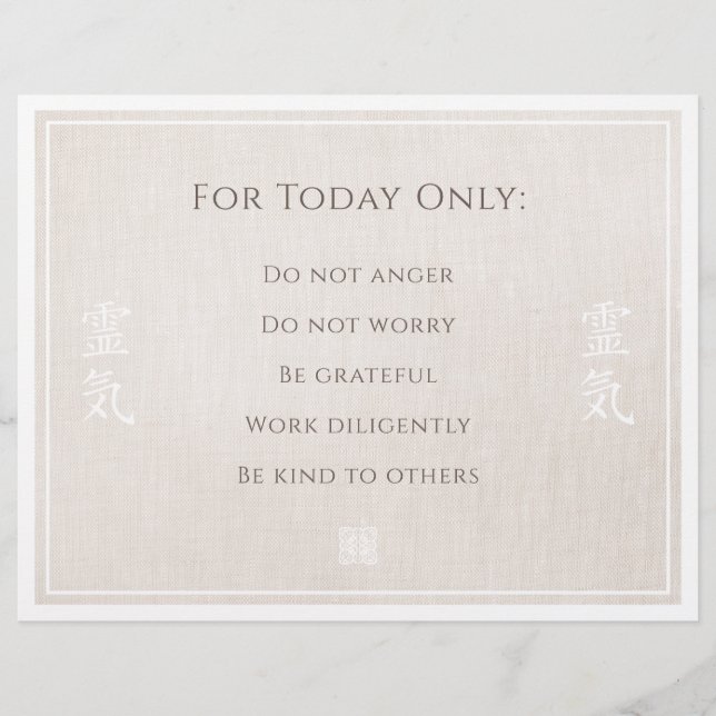 Papier Principes de Reiki, préceptes (Devant)