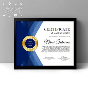 Papier Prix Blue & Gold du certificat d'excellence