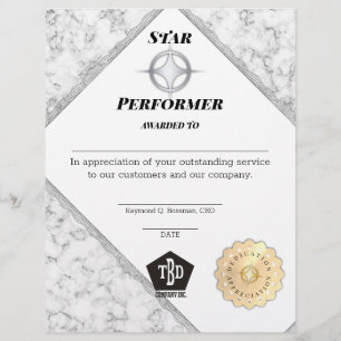 Papier Prix d'appréciation des employés les plus performa