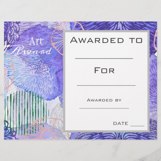 Papier Prix d'art de classe art bleu art abstrait (Devant)