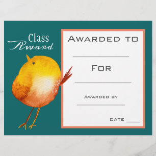 Papier Prix de classe Certificat pour enfants d'oiseau ja