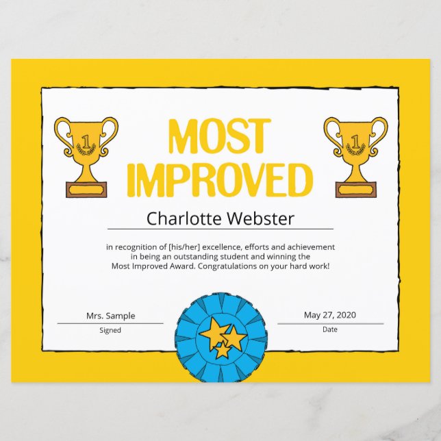 Papier Prix de classe de réussite de certificat le plus a (Devant)
