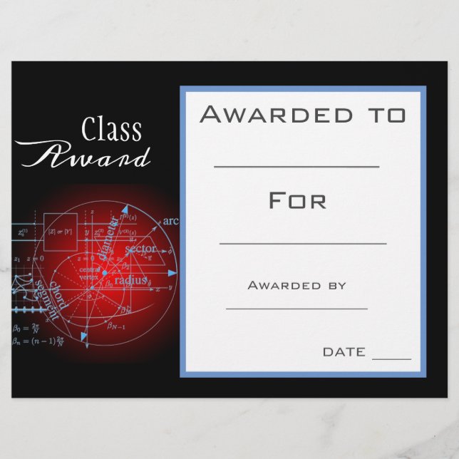 Papier Prix de classe Mathématiques étudiant en mathémati (Devant)