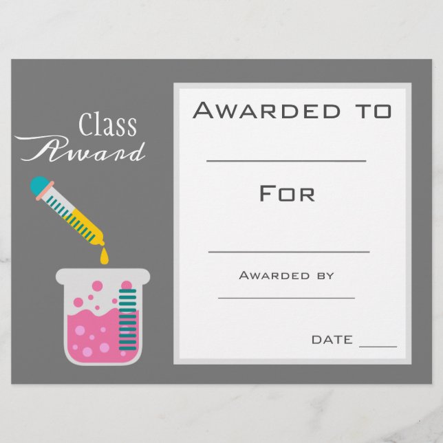 Papier Prix de classe sciences chimie sujet étudiant (Devant)