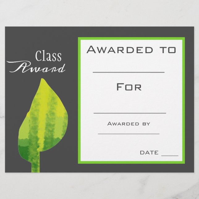 Papier Prix de classe sciences plante sujet étudiant (Devant)