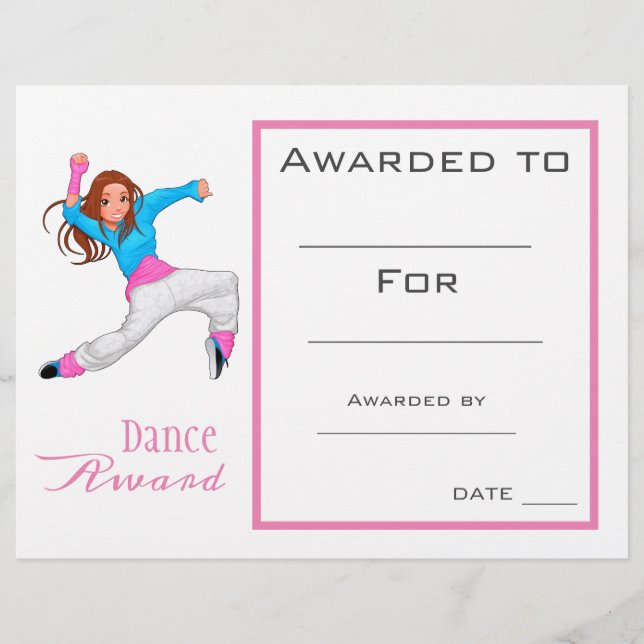 Papier Prix de danse fille danseuse hip hop (Devant)