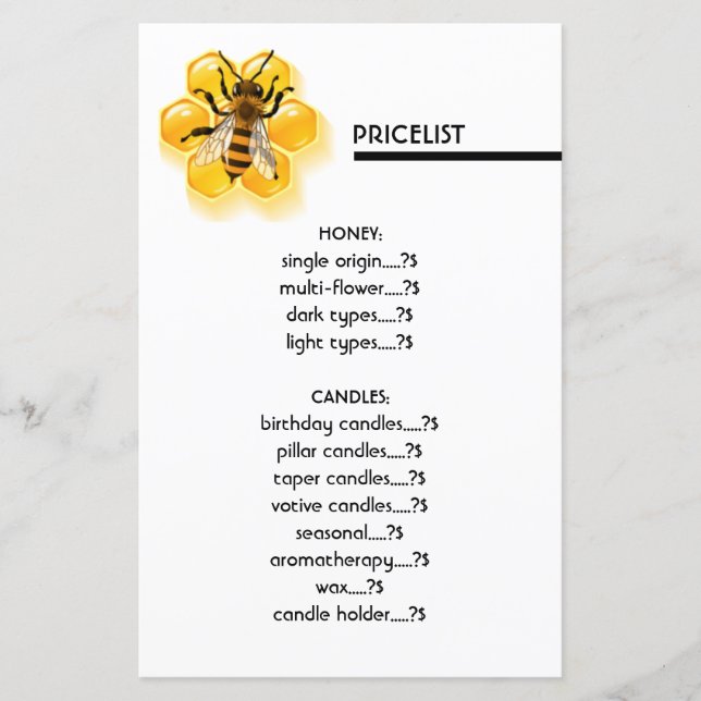 Papier Prix de l'abeille et du miel blanc (Devant)