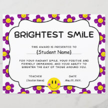 Prix de reconnaissance des étudiants de sourire br