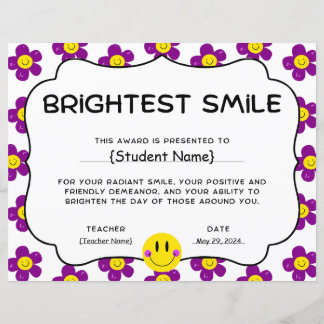 Papier Prix de reconnaissance des étudiants de sourire br