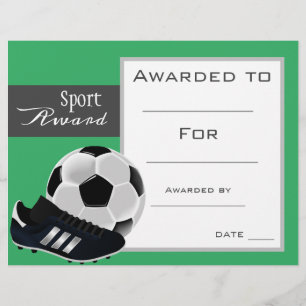 Papier Prix du certificat de football sport