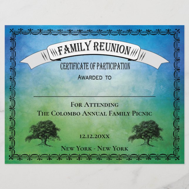 Papier Prix du certificat de participation à la réunion d (Devant)