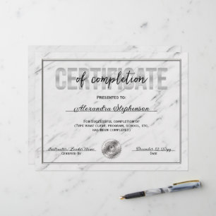 Papier Prix du cours d'Argent Certificat d'achèvement