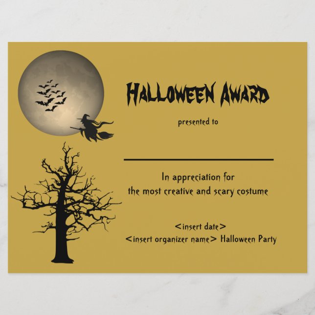 Papier Prix du meilleur costume d'Halloween (Devant)