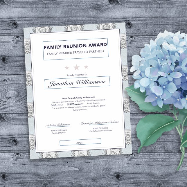 Papier Prix du voyage pour réunion familiale Blue Crest (Créateur téléchargé)