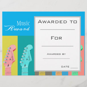 Papier Prix guitare de musique certificat professeur de m
