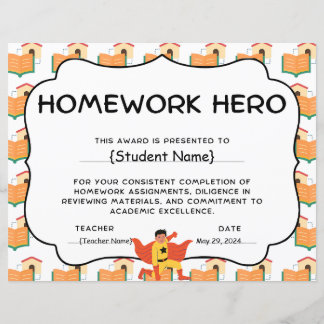 Papier Prix Homework Hero de reconnaissance étudiante