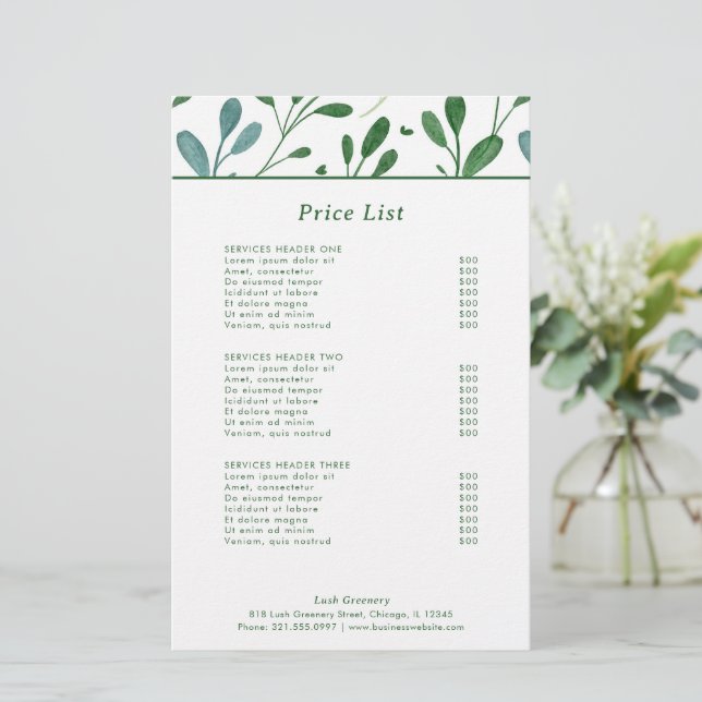 Papier Prix Motif vert moderne (Debout devant)