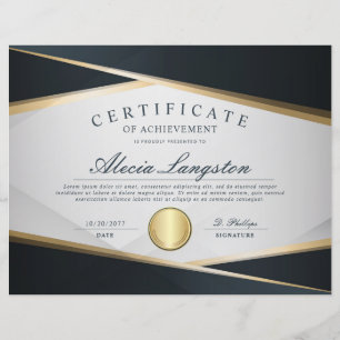 Papier Prix Soft Grey & Gold du certificat d'excellence