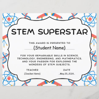 Papier Prix STEM Superstar pour la reconnaissance étudian