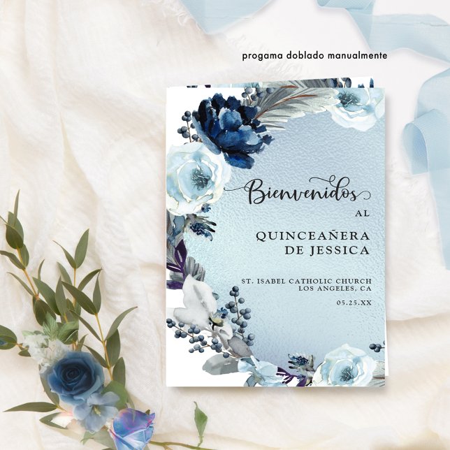 Papier Programa de Quinceañera Azul Claro con Aluminio (Créateur téléchargé)
