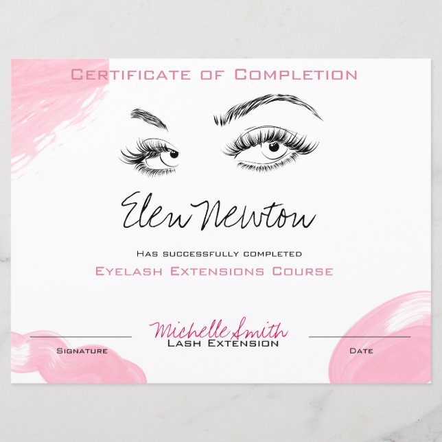 Papier Prolongation Eyelash Cours Certificat d'achèvement (Devant)