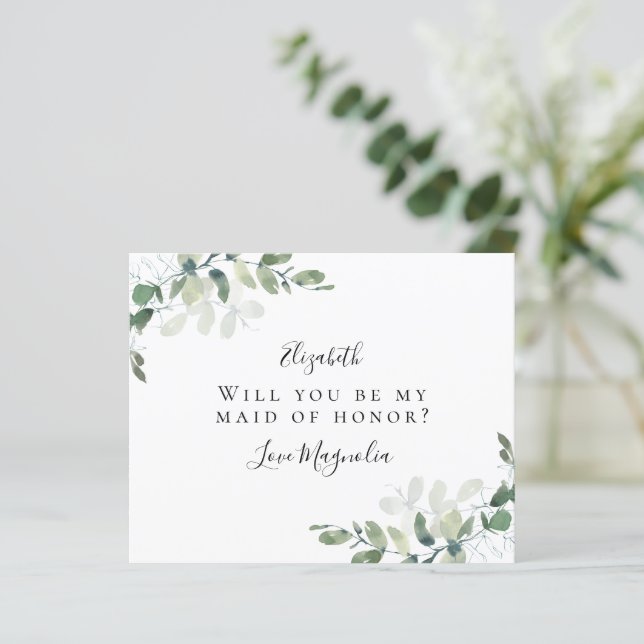 Papier Proposition d'honneur Eucalyptus Maid of Honor (Debout devant)