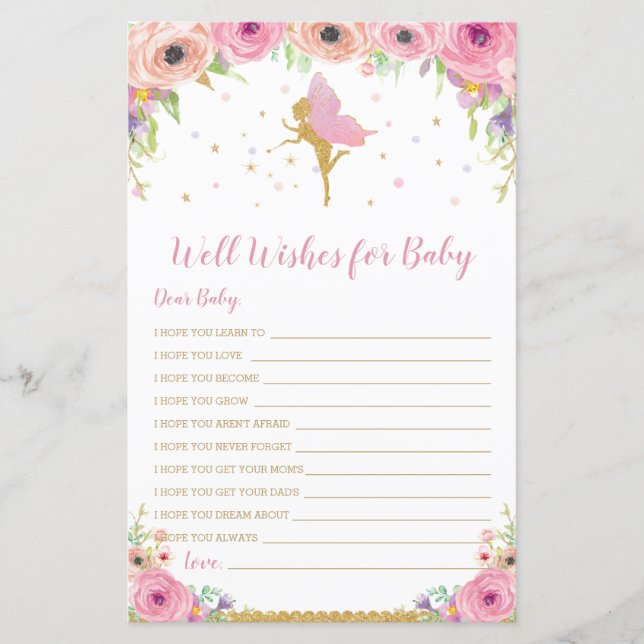 Papier Puits de Fée Florale souhaits pour l'activité bébé (Devant)