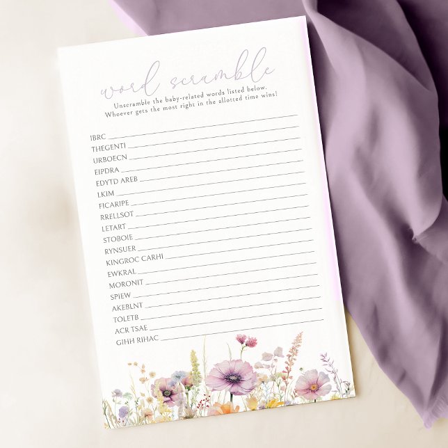 Papier Purple Baby In Bloom Fleur sauvage Word Scramble J (Créateur téléchargé)