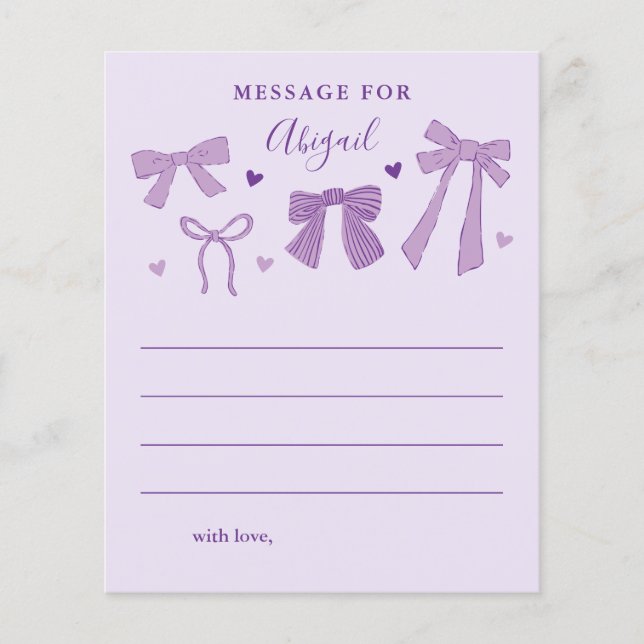 Papier Purple Bows Girl Anniversaire heure Capsule Messag (Devant)