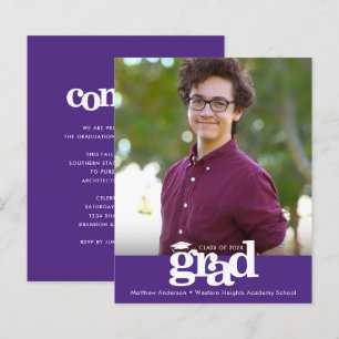 Papier Purple Budget Photo Graduation Audacieux Invitatio