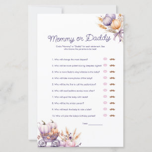 Papier Purple Citrouille maman ou papa Baby shower Jeu